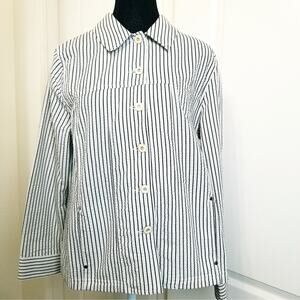 NWOT's-Allison Daley Light Weight Beige/Black Stripped Long Sleeve Jacket Sz 10P